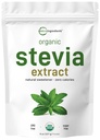 Poudre de Stevia biologique pure, 8 onces, 1418 portion, extrait de feuille verte de Stevia de haute qualité Reb-A, après-goût amère réduit, 0 calories, édulcorant naturel, sucre alternatif, Keto Friendly