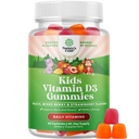 Gommies de vitamine D à croquer pour les enfants - Delicious Kids Vitamine D 1000 UI par portion Vitamines de gommy pour et pour les tout-petits Immune Support Plus Santé des dents et des os musculaires - Saveurs de fruits sans gélatine