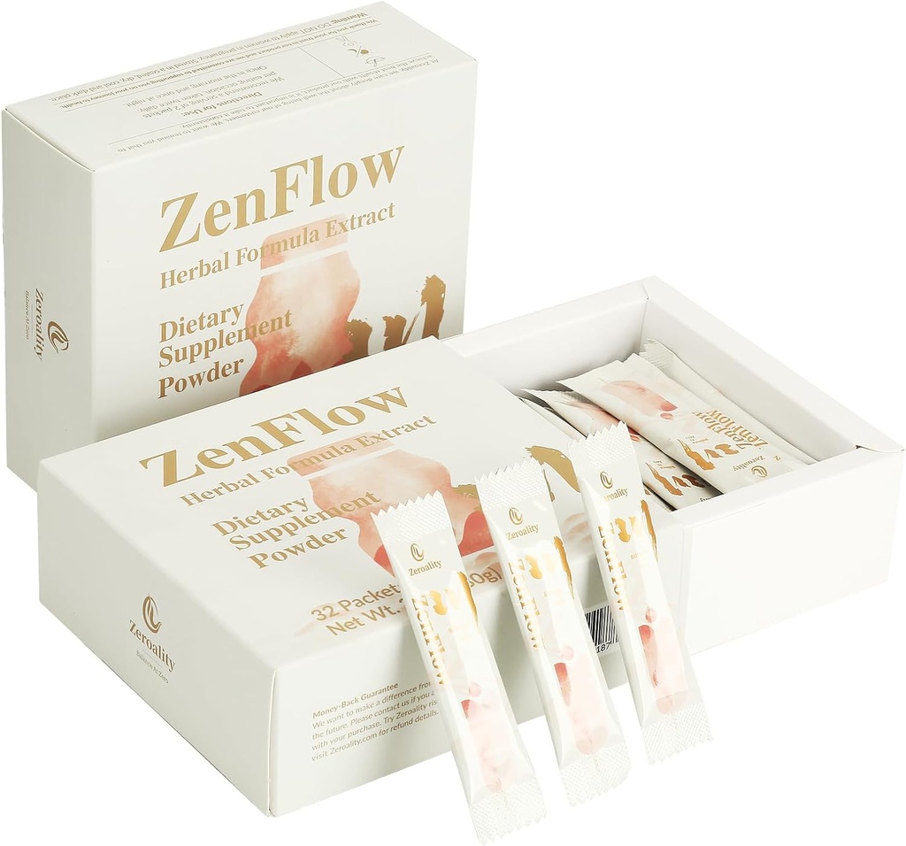 ZenFlow, PMS und Menstrual Support, TCM, Dong Quai, Promote Healthy Uterus, Kideny and Bladder, Promote Urogenital Function, Women's Health, (32 Pakete - 1 Box)