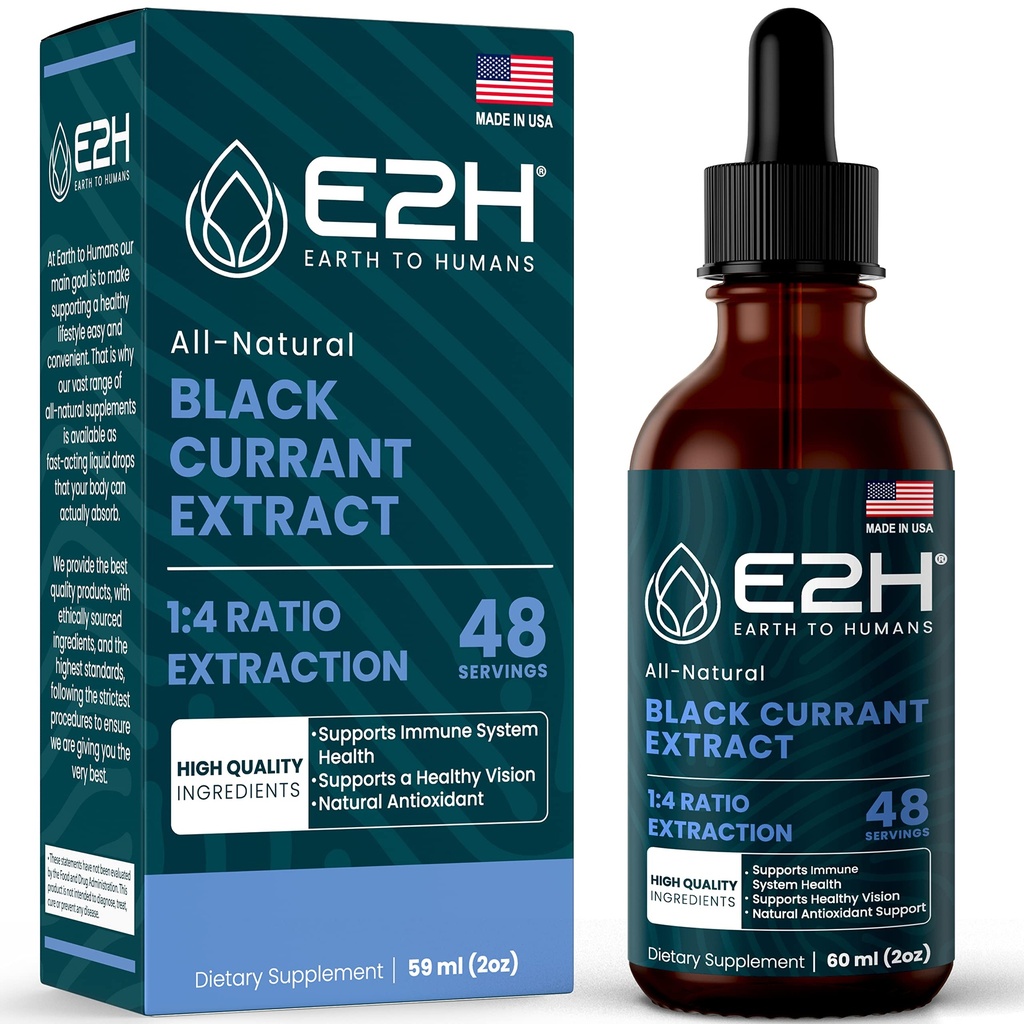 E2H Natürliche schwarze Johannisbeere Extrakt, kalt gepresste schwarze Johannisbeere gesehen - Immunsystem Gesundheit - Schnell absorbierende Flüssigkeit - 2 Fl Oz