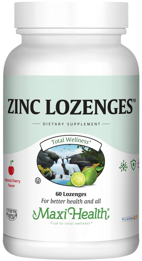 Maxi-Gesundheit Zink Lozenges - Zink Citrat 10mg - mit Vitamin C - Kirsche Flavor - 60 Chewables - Kosher