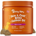 Zesty Paws Salmon Oil for Dogs Peau and Coat, Omega 3 Fish Oil Chews, Dog Allergy Relief Chews, Démangeaison Supplément, 90 Comte, Saveur de saumon