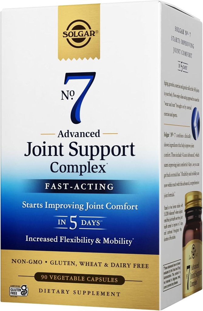Solgar Nr. 7 Advanced Joint Support Complex - 90 Vegetable Capsules, Packung mit 3 - Fast-Acting Formula - Non-GMO, Glutenfrei, Dairy Free - 270 Total Servings