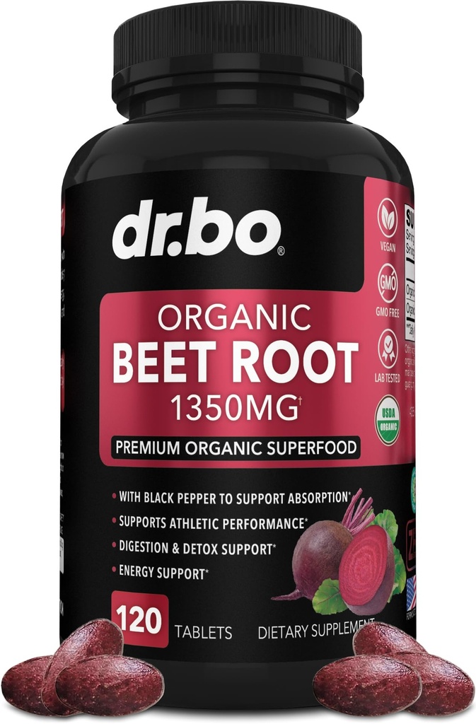 Bio-Beet-Root-Kapseln Ergänzungen - 1350mg Beetroot Pulver Extrakt Pillen, Bio-Beet-Root-Pulver-Ergänzung, Super Nitric Oxide Beets Hohe Zirkulation Gesamt Vitamine Unterstützung - 120 Beets Tabletten