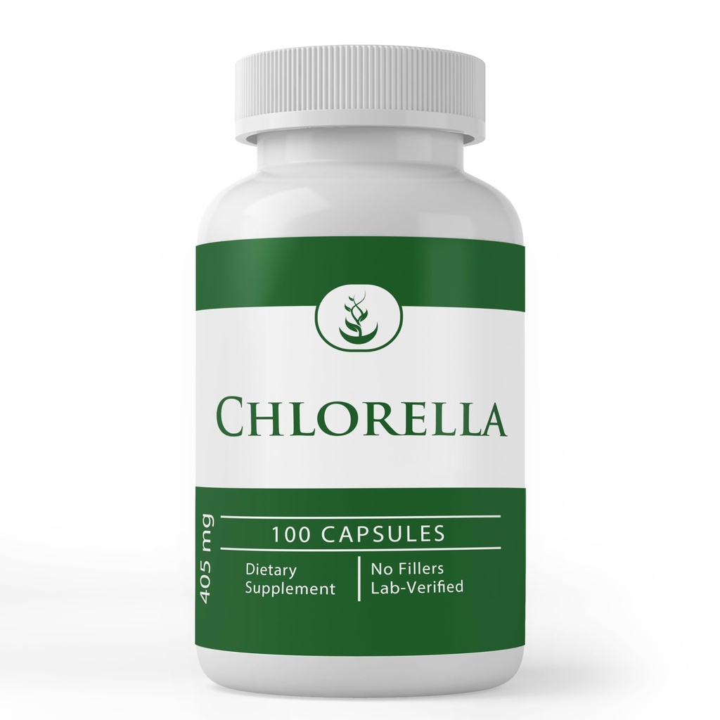 Pure Original Zutaten Chlorella, (100 Kapseln) Immer rein, keine Additive oder Füllstoffe, Lab Verifiziert