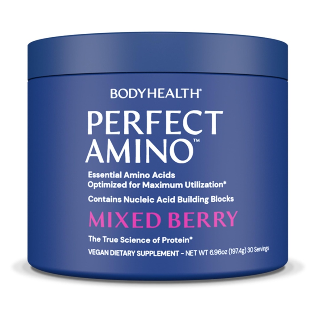 BodyHealth PerfectAmino Powder - BCAA et EAA Powder for Pre and Post Workout - boisson d'énergie acide amino pour les hommes et les femmes pour soutenir les muscles maigres et la récupération - Berry mixte - 30 portions