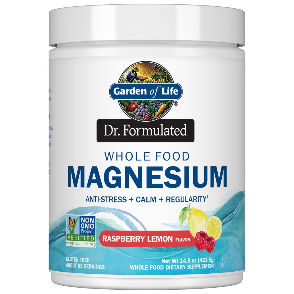 Garten des Lebens Ganzes Lebensmittel Magnesium Pulver, 421.5g - Himbeere Zitronen, Vegan, Gluten & Zucker Kostenlos