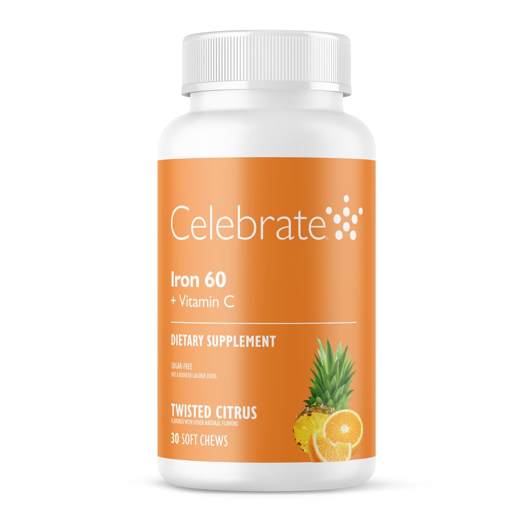 Celebrate Vitamine Eisen-Ergänzung mit 60mg Eisen & Vitamin C – Citrus Chewables für Bariatric Patienten, Magen-Bypass & Sleeve Gastrectomy Support 30 Tabletten für Postchirurgie