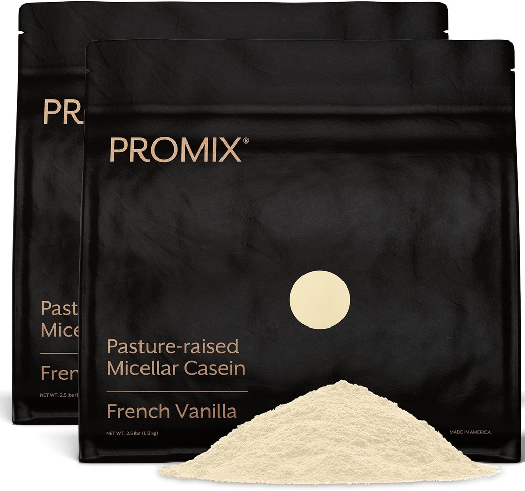 ProMix Nutrition Casein Protein Powder - Gras-Fed, Weide Raised, Slow Release 25g Micellar Casein - 5.4g BCAAs Glutenfrei, Sugar Free, Soy Free - Vanille, 5lb