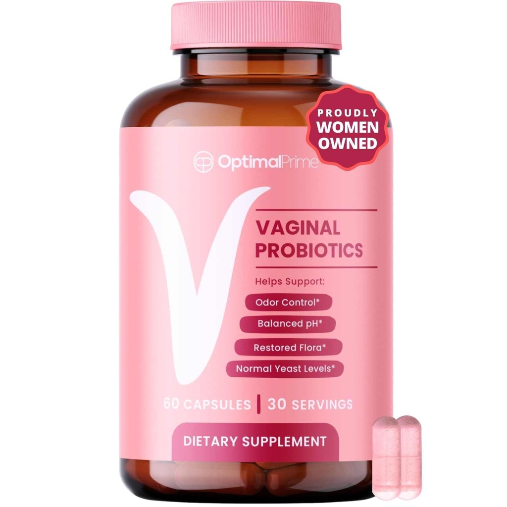 Probiotiques vaginaux optimaux pour les femmes avec prébiotiques, extrait de canneberge, et un mélange probiotique Lactobacillus, soutient la flore vaginale saine, contrôle de l'odeur, équilibre du pH, 60 capsules