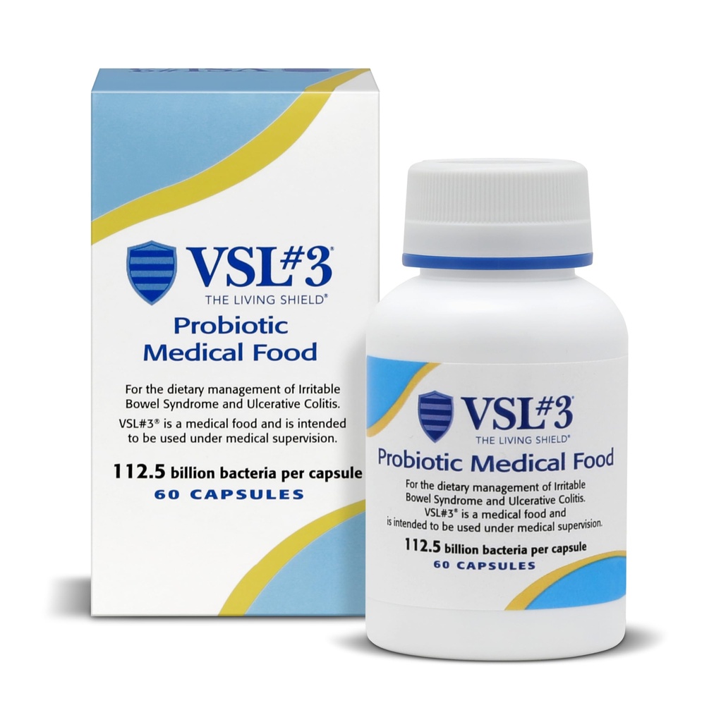 VSL #3® Probiotiques pour la santé digestive, IBS & UC Symptômes - 112,5B UFC, haute capacité, multi-train, probiotique vivant, réfrigéré, aliments médicaux pour le soutien de la santé gut chez les hommes et les femmes, 60 capsules