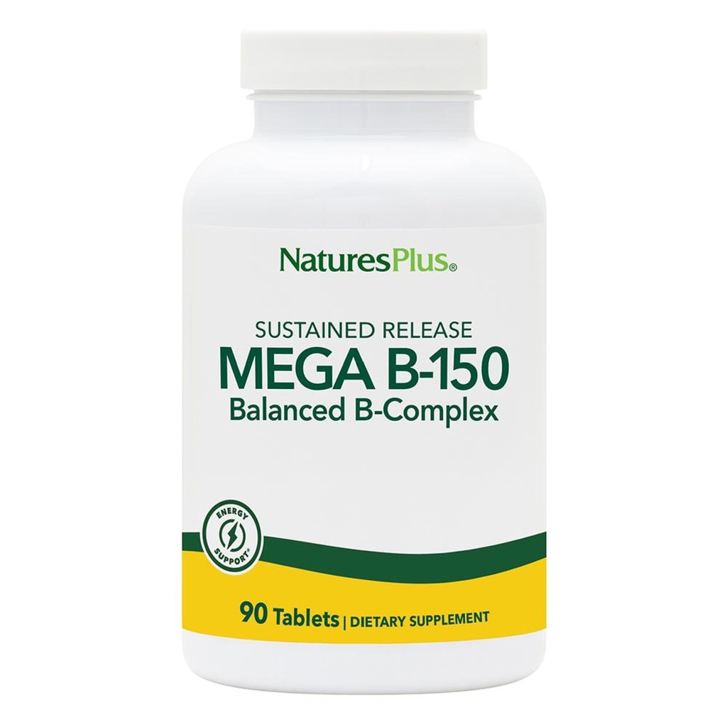 Natures Plus Mega B-150 Complex - 90 Sustained Release Vegetarische Tabletten - Maximale Potenz B Complex Vitamin Supplement - Glutenfrei - 90 Portionen