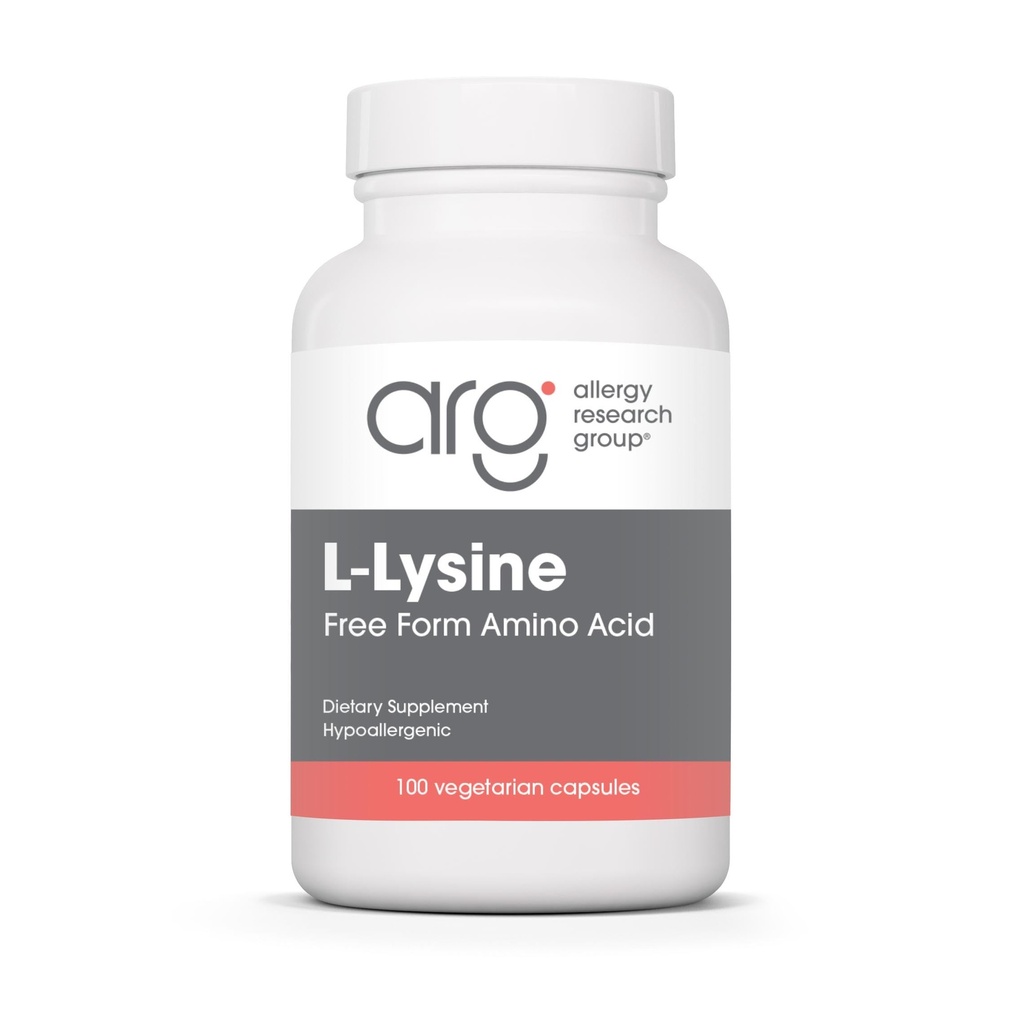 Allergy Research Group L-Lysine - Immununterstützung, L-Lysine HCI, freie Form Aminosäure, 500mg Supplement, Pure, Organic, Vegetarische Kapseln - 100 Count