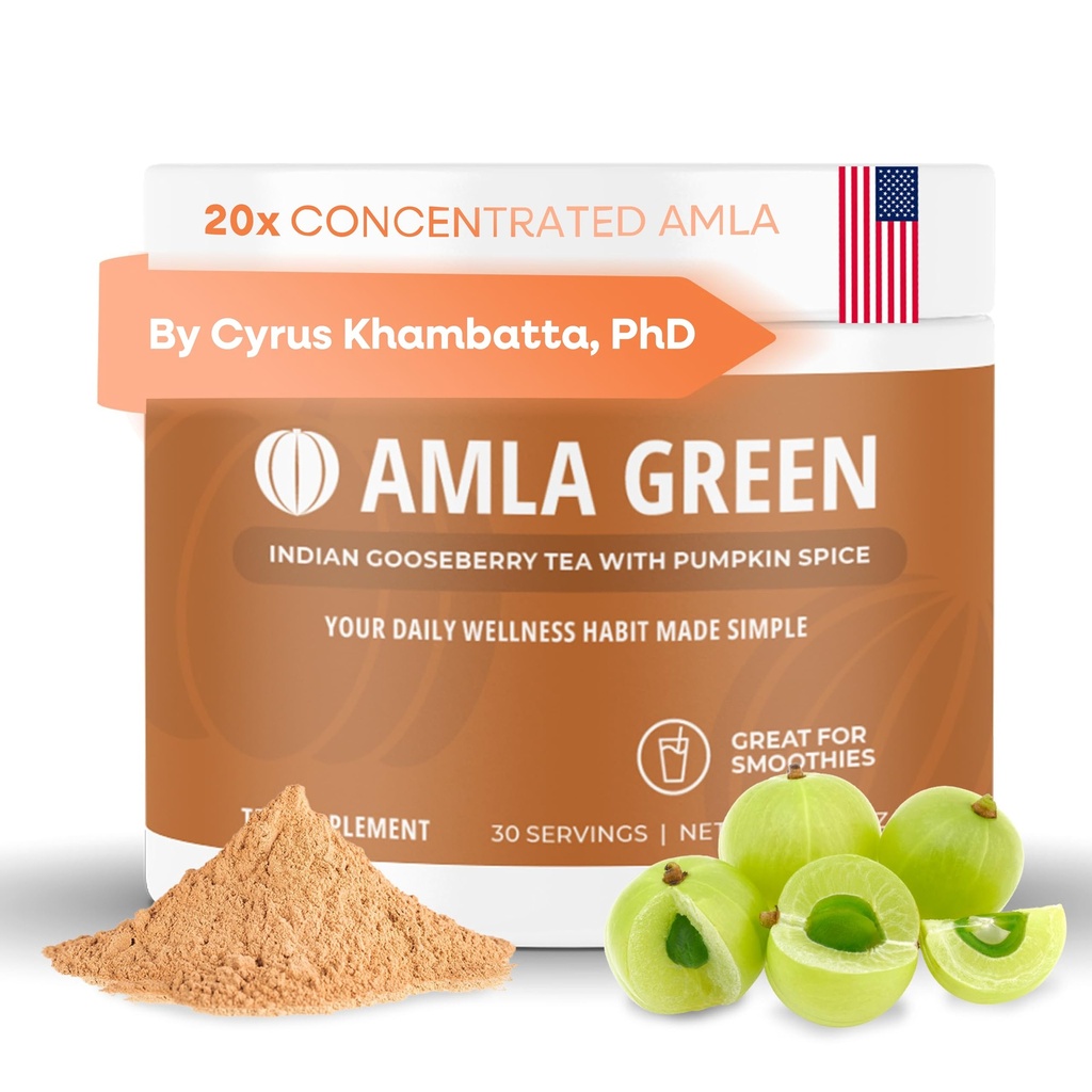 Supplément en poudre d'amla avec Spice de citrouille, 20x Amla ultra concentrée, faite avec cannelle, gingembre, noix de muscade, girofles, Allspice, cardamome, fraises indiennes, épices de citrouille, 30 portions