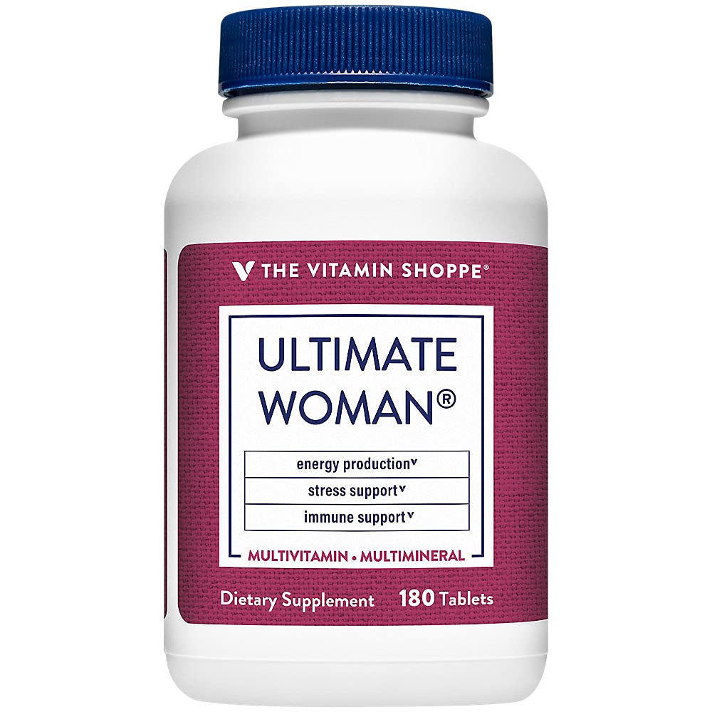 La Vitamine Shoppe Ultimate Woman Multivitamin, High Potency Multi avec extrait de thé vert – mélange d'énergie et d'antioxydant, supplément quotidien multi-minéraux pour la santé optimale des femmes (180 comprimés)
