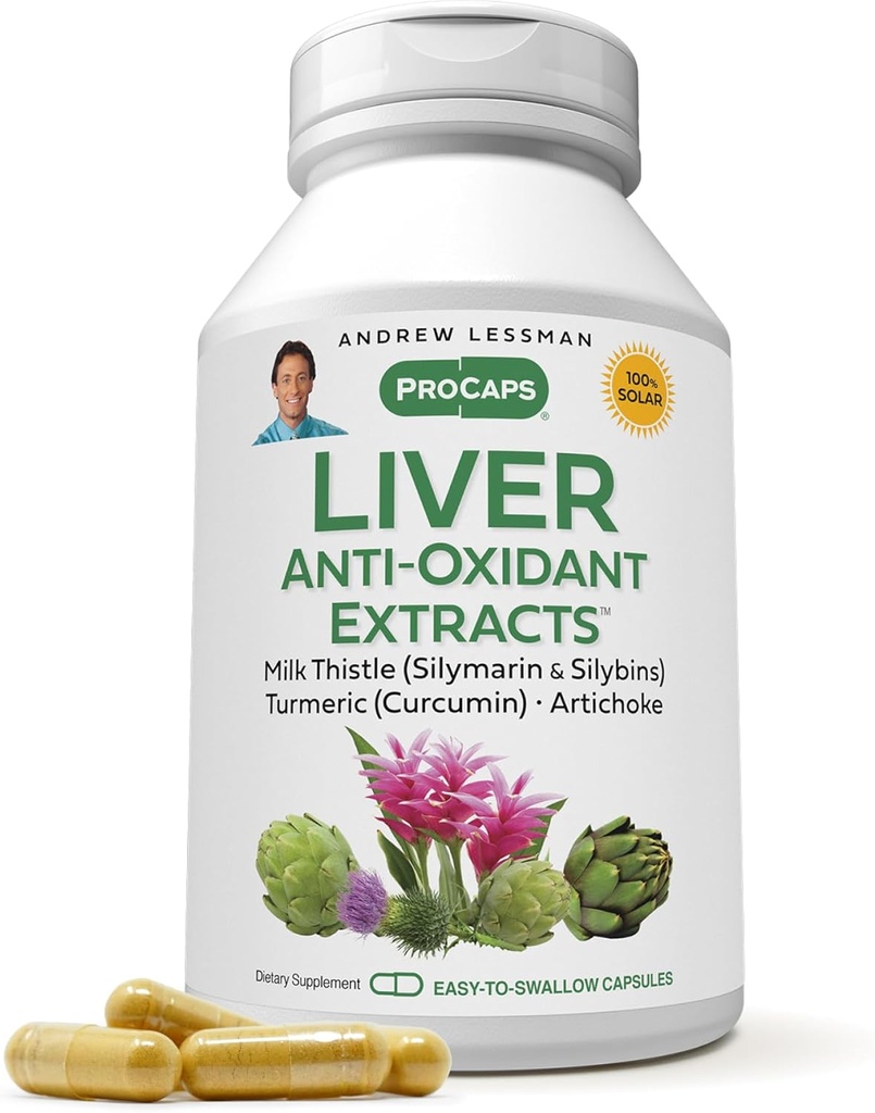 ANDREW LESSMAN Liver Anti-Oxidant Extrakte 30 Kapseln - unterstützt die hart arbeitenden Gewebe der Leber, fördert Optimum Liver Gesundheit und Funktion. Milchdistel, Kurkuma und Artischockenextrakte