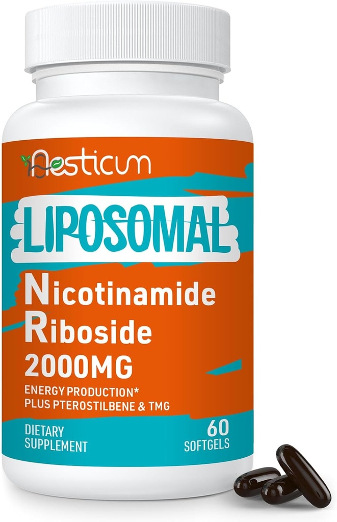 2000 MG Liposomal Nicotinamid Riboside Supplement mit TMG & Pterostilbene, Superior zu Niacinamid für Energie, Immunität, Alter Widerstand, 60 Softgels