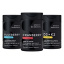 Sportforschung Cranberry Fruit Complex Supplement mit Pacran & Vitamine C & E, Ganze Frucht Blueberry Konzentrat aus Bio-Blaubeeren und pflanzlichen Vitaminen D3 + K2 mit Kokosöl