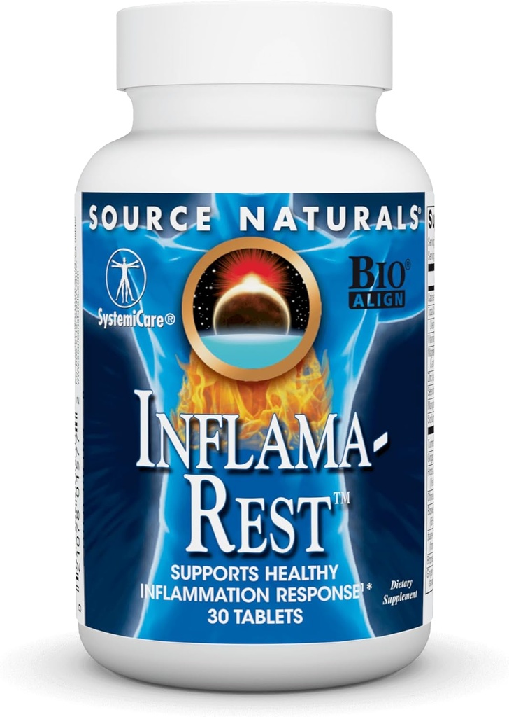 Source Naturals Inflama-Rest - Herbal & Mineral Blend with Turmeric, Boswellia, Ginger, Quercetin - Maximum Stress Relief & Relaxation - 30 Tablets