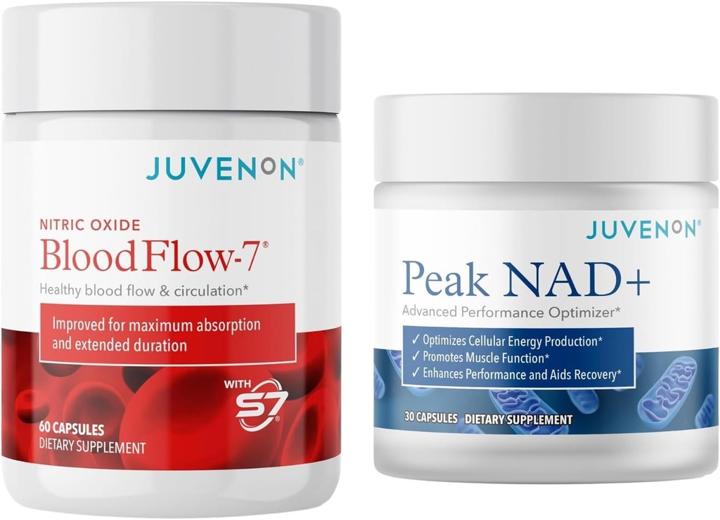 Juvenon BloodFlow-7 Nitric Oxid Supplement mit Nitrosigine + Peak NAD+
