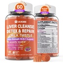 1Pack Thistle foie de détox Gummies, 18-en-1 foie nettoyer la détox et le supplément de réparation avec berbère, racine de chicorée, curcuma, artichaut, racine de dandelion, Piedra de Chanca, vitamines B6 B12 - sans sucre