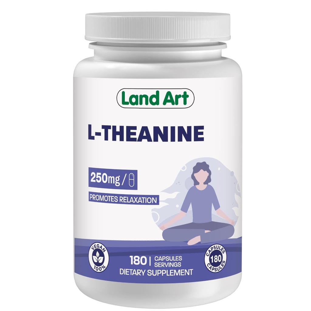L-Theanine 250mg 180 Vcaps - Taille de bonus - 180 portions - HAUTE puissance - favorise la détente - végétalien