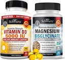 Hohe Stärke Vitamin D3 5000 IU 125 mcg (1 Jahr Versorgung) Plus Hohe Absorption Magnesium Bisglycinat Kapseln (2 Monate Versorgung)