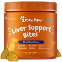 Zesty Paws Liver Support-Ergänzung für Hunde - mit Milchdistel-Extrakt, Kurkuma, Choline - Soft Chew Formula - für Hundelebende Funktion
