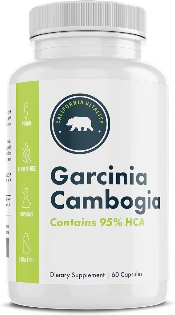 Garcinia Cambogia, 95% HCA 60 Capsules, with Chromium - Made in The USA, Vegan, Non-GMO, Gluten-Free, and Dairy-Free