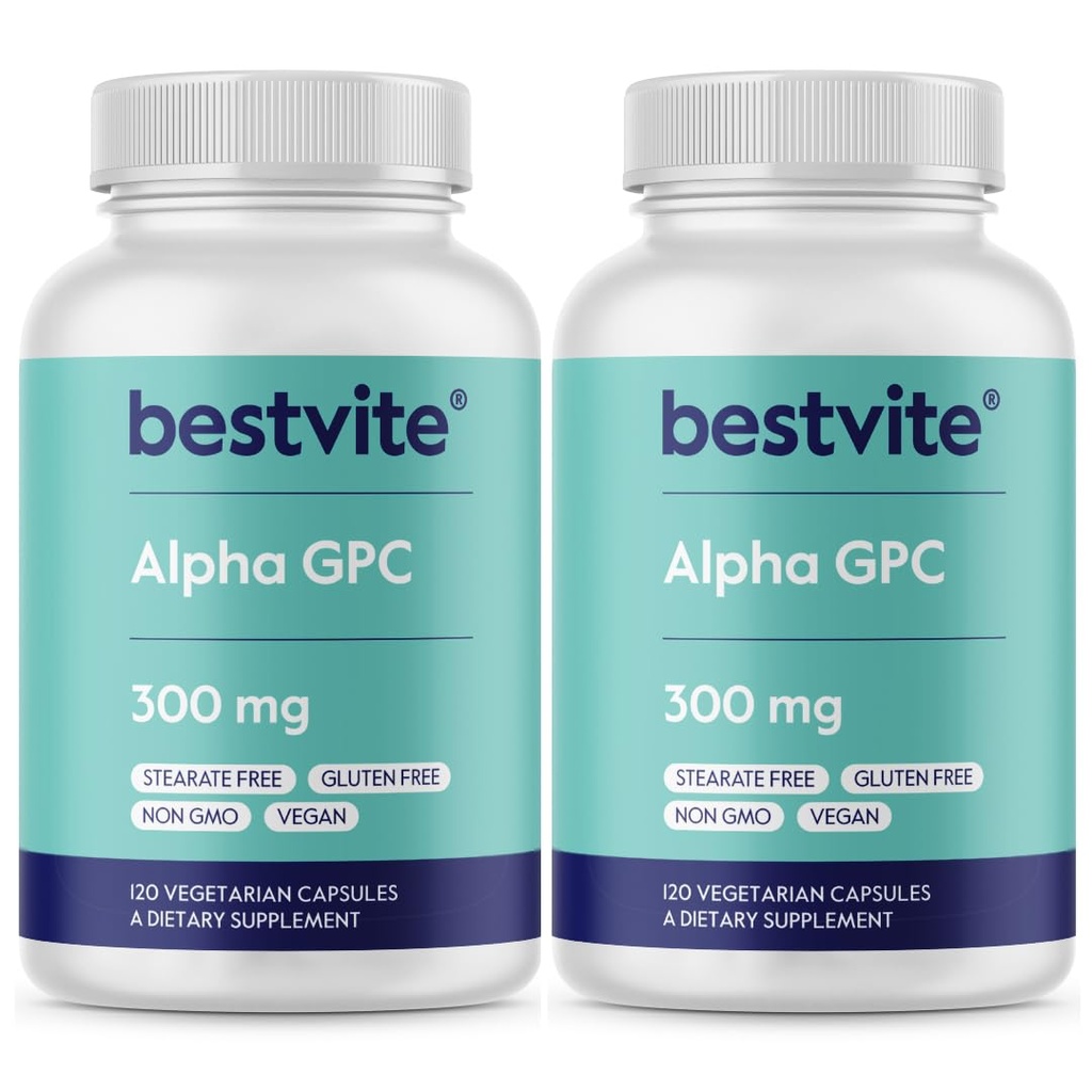 Alpha GPC 600mg pro Servierung (240 vegetarische Kapseln) (120x2) - No Stearates - Vegan - Non GMO - Glutenfrei