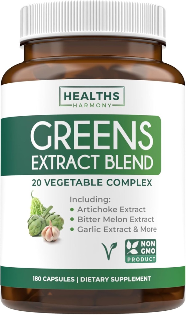 Super Greens Antioxidants Superfoods 2250mg Supplement - 20 Zutaten mit Sprouts, Pilze, Wurzeln, Knoblauch, Bitter Melon, Artichoke, Celery Seed, Cayenne Pfeffer, Alfalfa NON GMO - 180 Kapseln