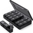 PULIV Pill Organizer 3 fois par jour en couleur noire pour la protection de la vie privée, portable hebdomadaire Pill Box 7 jour pour le voyage, grand cas de pilule à prothèse légère pour les vitamines, médicaments, suppléments et huiles de poisson