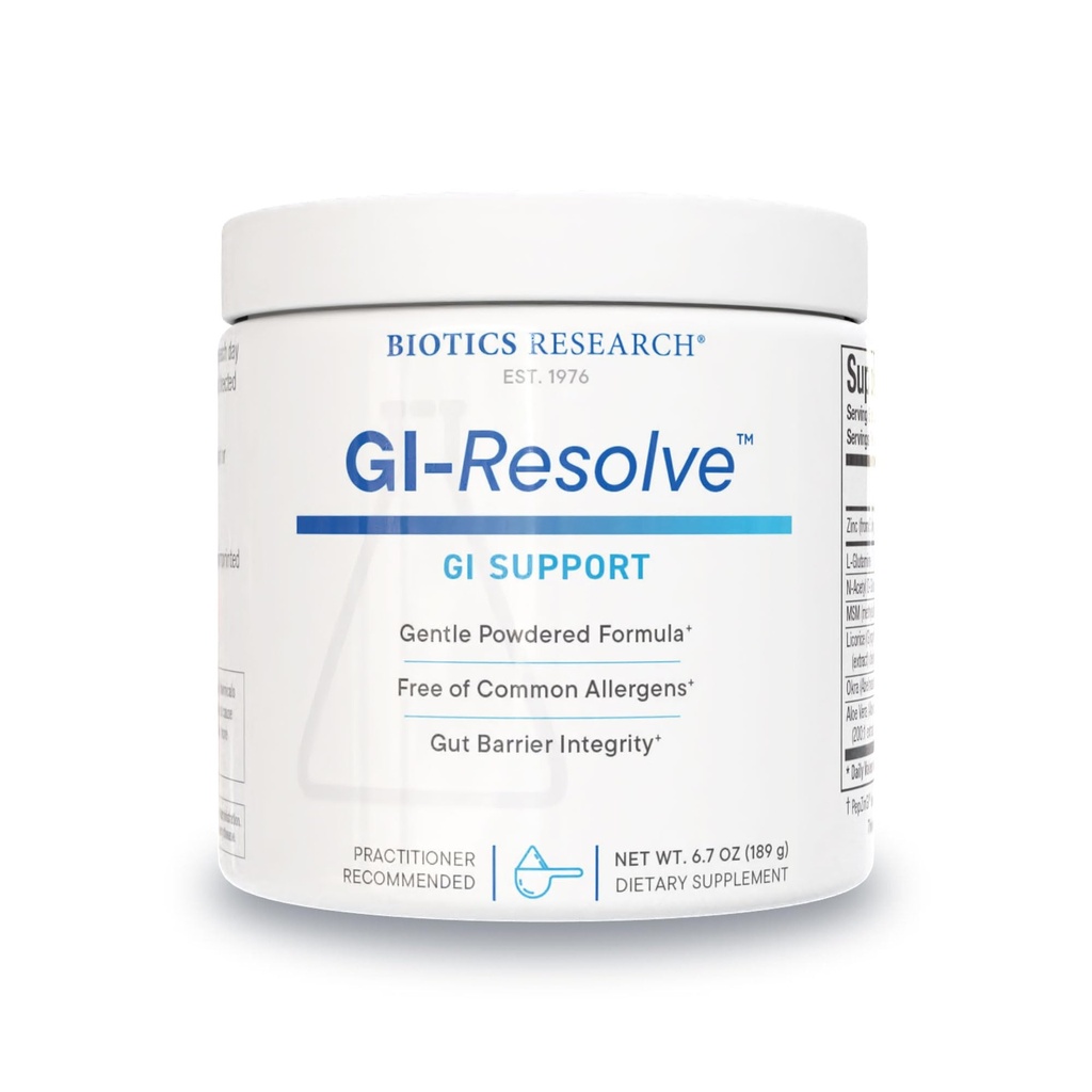 Recherche en biotique GI ResolveTM Advanced L-Glutamine Powder Formula for Gut Lining Support & Healing - Fonction gastro-intestinale optimale - 7-Ingrédient Premium avec Zinc Carnosine & Botanicals- 6.7oz