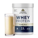 Alimentation ancienne Protéines de lactosérum, Vanilla Bean, 23g Protéines, 20 portions, Peptides de collagène hydrolysés, Protéines de lait bio régénératives A2/A2