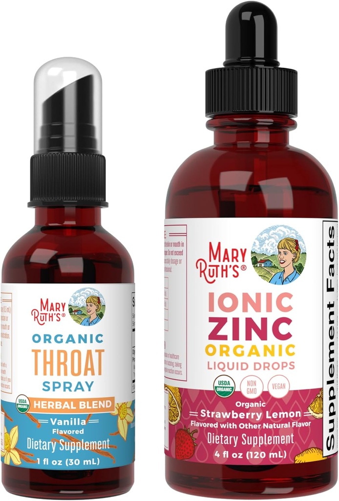 MaryRuth Organics Throat Spray (Vanilla) & Zinc Drops (Strawberry Lemon)