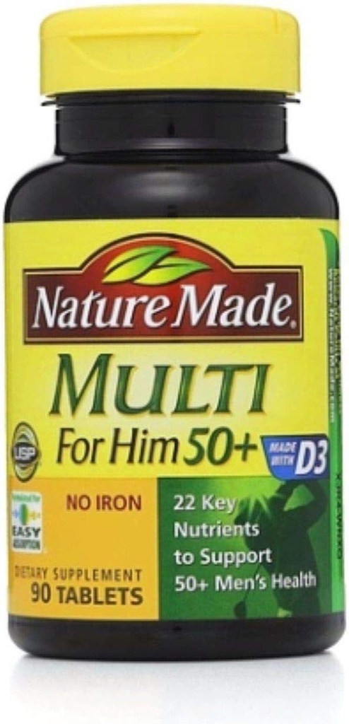 Nature fait Multi pour lui 50 + complément alimentaire comprimés 90 ea (paquet de 4)