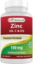 Best Naturals Zink 100 mg mit Vitamin C & D3 180 Tabletten glutenfrei und nicht gentechnisch verändert