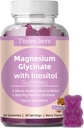 Magnesium Glycinate Gummies 400mg, w/Inositol 500mg für Frauen, Mineral & VIT B8 für Schlaf, Stress & Muskelrelief, Stoffwechsel Gesundheit, Zuckerfrei, kein Melatonin, Glutenfrei, Non GMO, Vegan, Pectin, 60