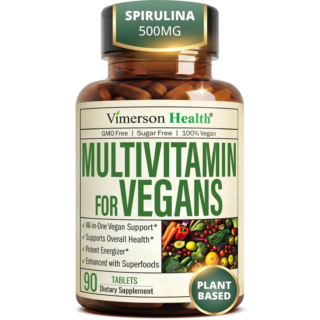 Vegan Multivitamin für Frauen und Männer - Essential Multivitamins & Multiminerals 90 Tabletten mit Vitamin B12, A, D, C, Zink, Magnesium & Mehr für Gesamtkörper Wellness - 23 Schlüsselnährstoffe & Vitamine