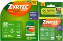 Zyrtec 24 Hour Allergy Relief Tabletten, Indoor und Outdoor Allergy Medizin mit 10 mg Cetirizine HCl pro Antihistamin Tablet, Bundle Pack, 60 ct + 3 ct Travel Packs, 63 Count