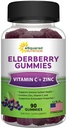 aSquared Nutrition Sambucus Elderberry Gummies mit Zink und Vitamin C - Kaubare Gummy Ergänzung Alternative zu Kapseln Pillen - Schwarze Elderbeeren w/VIT C für Erwachsene Immununterstützung - 90 Gummi