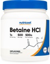 Poudre de HCl de bêtaine de Nutricost 500 grammes - sans gluten, sans OGM