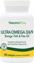 Natures Plus Ultra Omega 3 6 9-1200 mg, 60 Softgels - Borage Oil, Fish Oil, Flax Oil Supplement, Glutenfrei - 60 Portionen