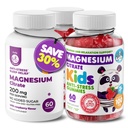 Kinder Magnesium 120 gezählt und Magnesium 60 gezählt Gummie Sugar-Free - Calm Magnesium Gummies Supplement für Kinder, Zuckerfreie Magnesium-Kalk-Kastanien für Kinder & Erwachsene