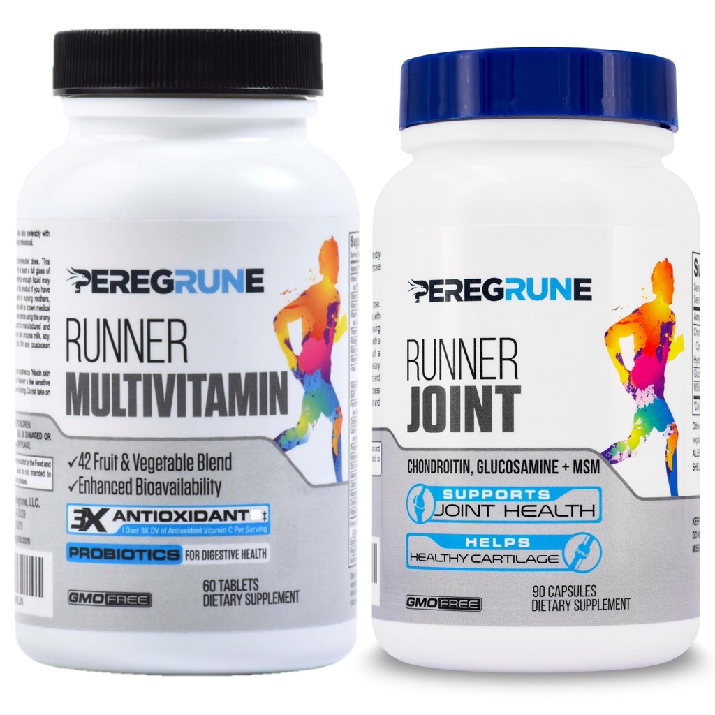 Runner Multivitamin & Joint Support Supplement – Antioxydants, Complexe Vitamine B, Probiotiques pour la santé, l'énergie, l'endurance, la récupération - Glucosamine Chondroïtine, MSM – Suppléments GMP