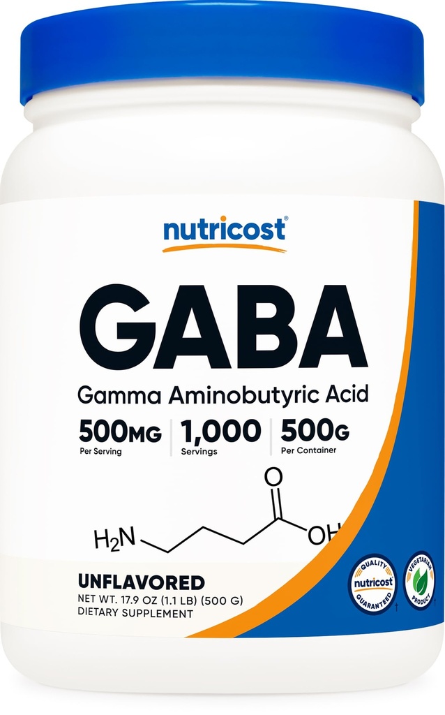 Nutricost Pure GABA 500G Pulver (Gamma Aminobuttersäure) (500 Gramm/1.1 Pfund)