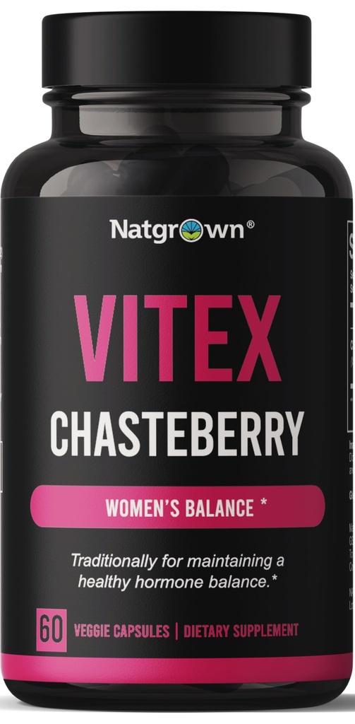 Natgrown Vitex Chasteberry Supplement für Damen 1.000 mg - Agnus Castus Chaste Tree Vitex Berry Fruit Extract Kapseln - 60 Ct