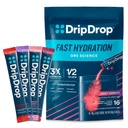 DripDrop Hydration Packets - Juicy Variety Pack - Single Serve Electrolytes Powder Drink Mix - Grape, Fruit Punch, Strawberry Lemonade, Kirsche - Non-GMO, Gluten Free, Vegan - 16 Sticks