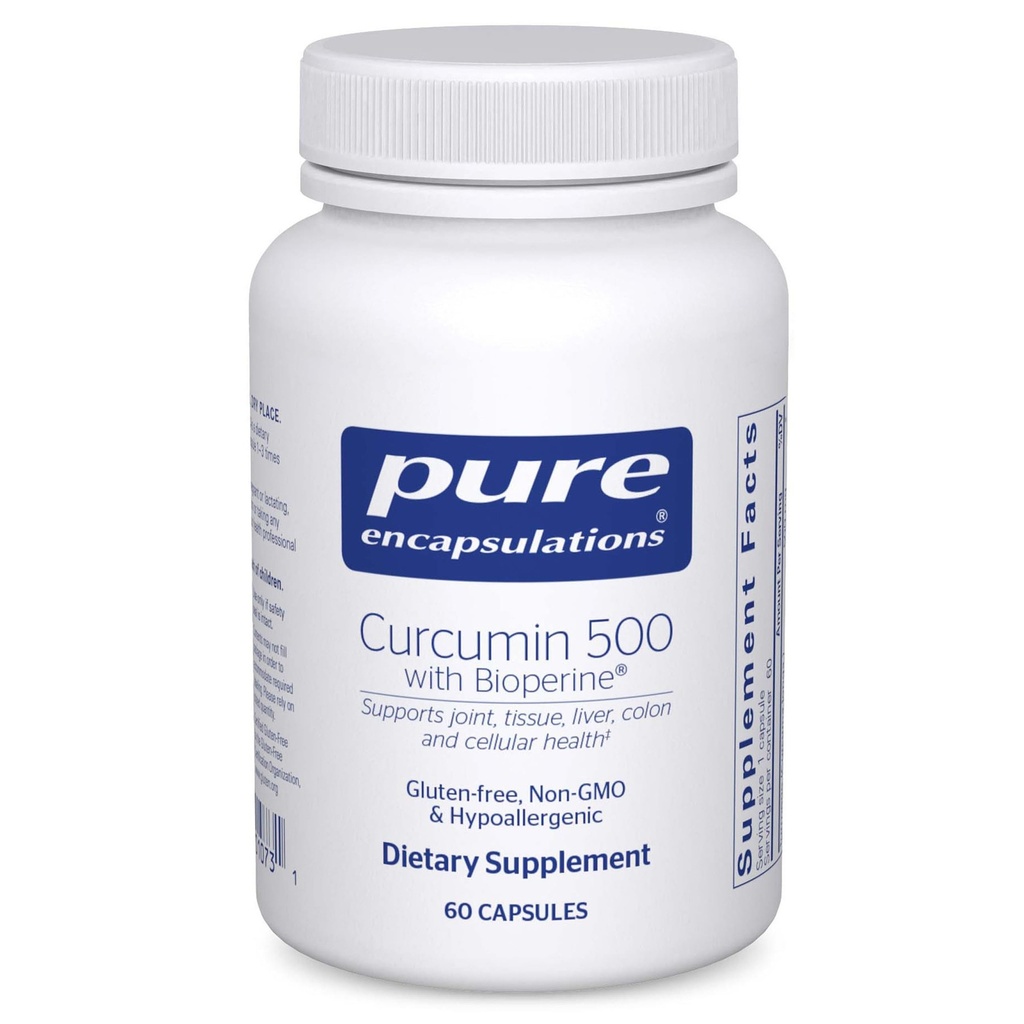 Pure Encapsulations Curcumin 500 mit Bioperine - Antioxidante Ergänzung zu unterstützen Gelenke, Gewebe, Leber, Colon & Cellular Health* - mit Kurkuma & Bioperine - 60 Kapseln