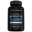 Vitamines vitales Supplément de resvératrol - Soutien antioxydant, Longévité cellulaire, Fonction cognitive - 60 Capsules